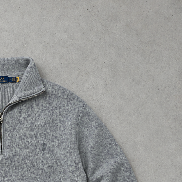 Ralph Lauren Half-Zip Sweater Grau Rare (XL) Stitched Logo