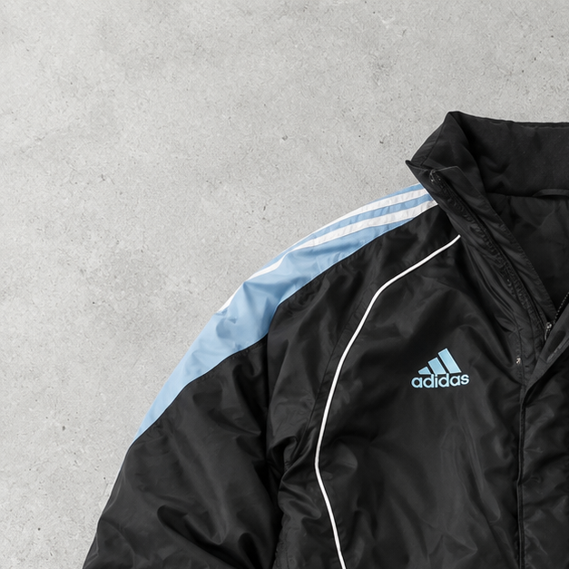 Adidas Puffer Jacket Black / Light Blue Limited (M)