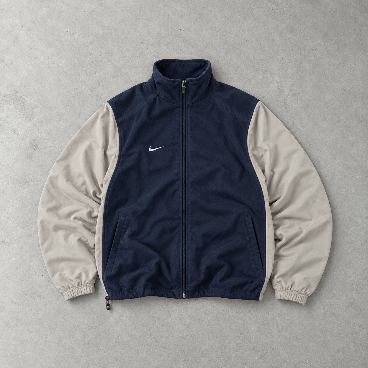 2000 Nike Windbreaker Beige, Marineblau Limited Stitched Logo (XXL)