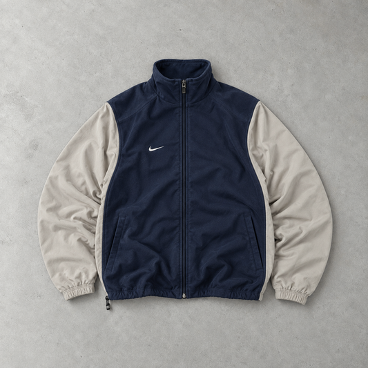 2000 Nike Windbreaker Beige, Marineblau Limited Stitched Logo (XXL)
