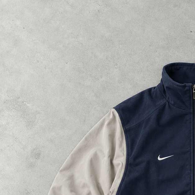 2000 Nike Windbreaker Beige, Marineblau Limited Stitched Logo (XXL)