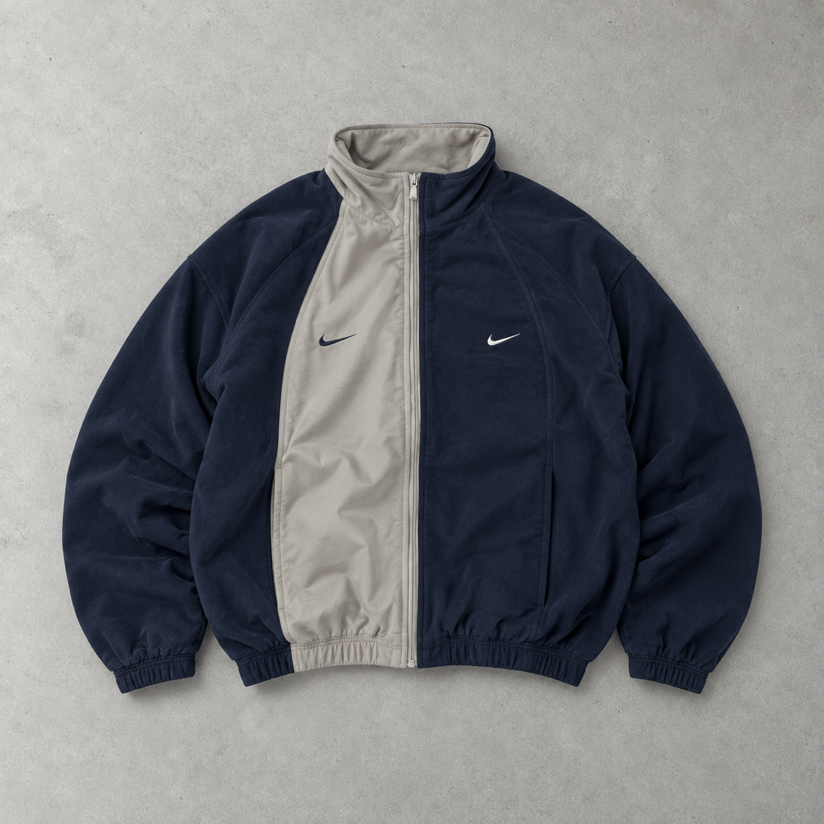 2000 Nike Windbreaker Beige, Marineblau Limited Stitched Logo (XXL)