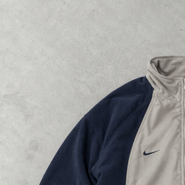 2000 Nike Windbreaker Beige, Marineblau Limited Stitched Logo (XXL)