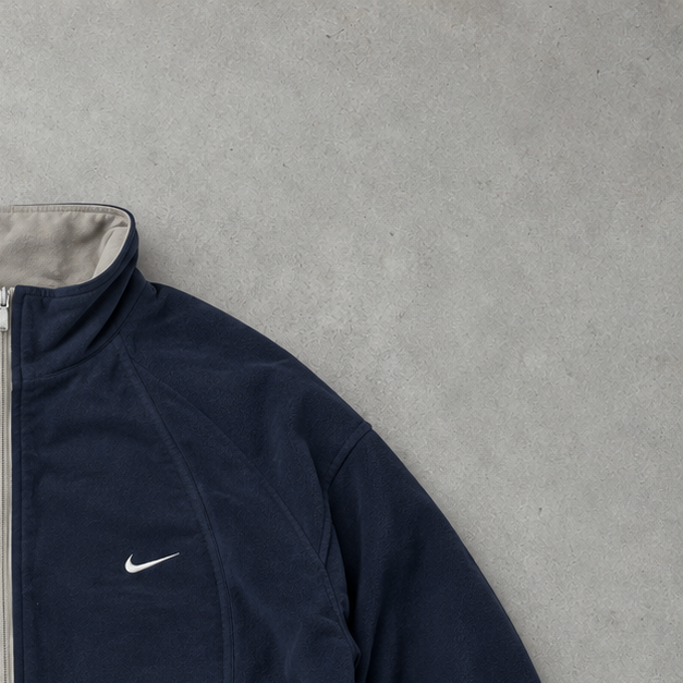 2000 Nike Windbreaker Beige, Marineblau Limited Stitched Logo (XXL)