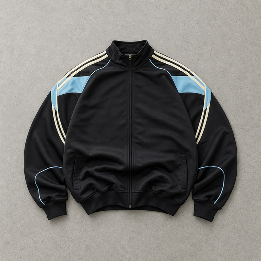 Y2K Adidas Jacket Marineblau, Hellblau Rare (M) Stitched Logo