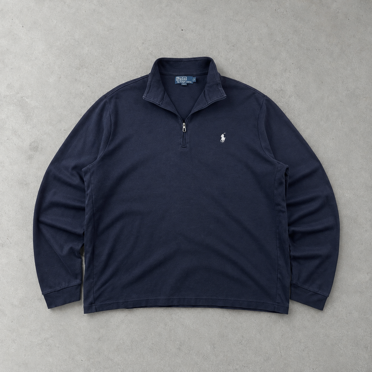 Ralph Lauren Half-Zip Sweater Marineblau Rare (L) Stitched Logo
