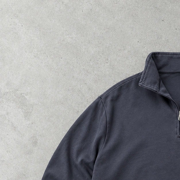 Ralph Lauren Half-Zip Sweater Marineblau Rare (L) Stitched Logo