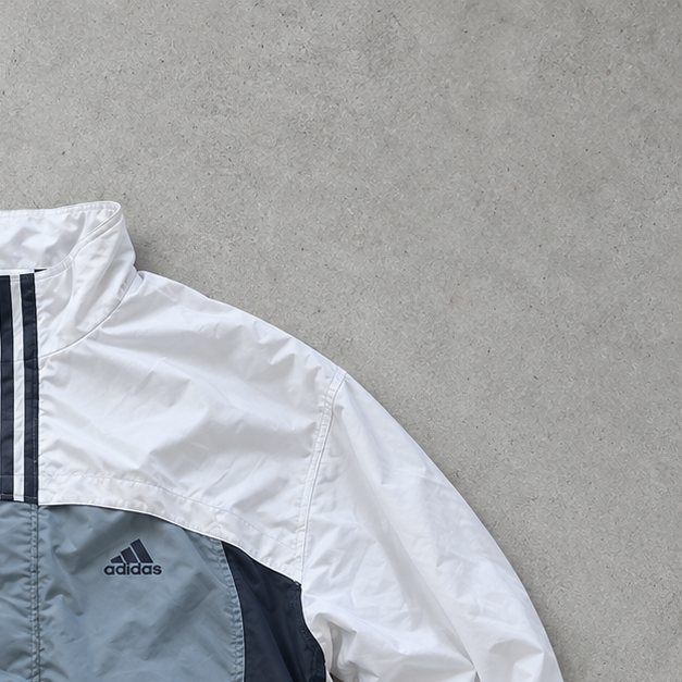 Y2K Adidas Windbreaker White / Grey Limited (M)