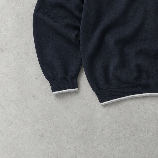 Y2K Polo Ralph Lauren Half-Zip Sweater Marineblau Rare (XL) Stitched Logo