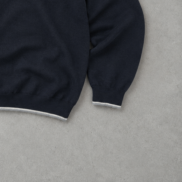 Y2K Polo Ralph Lauren Half-Zip Sweater Marineblau Rare (XL) Stitched Logo