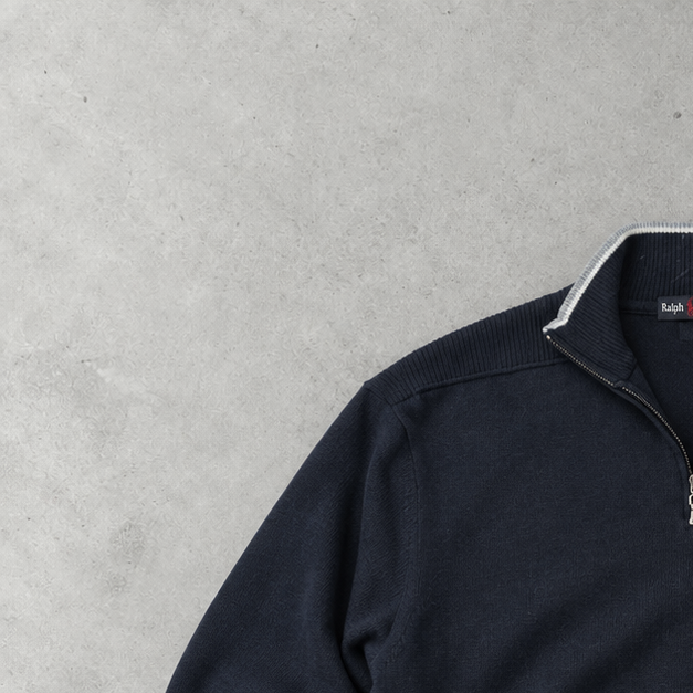 Y2K Polo Ralph Lauren Half-Zip Sweater Marineblau Rare (XL) Stitched Logo