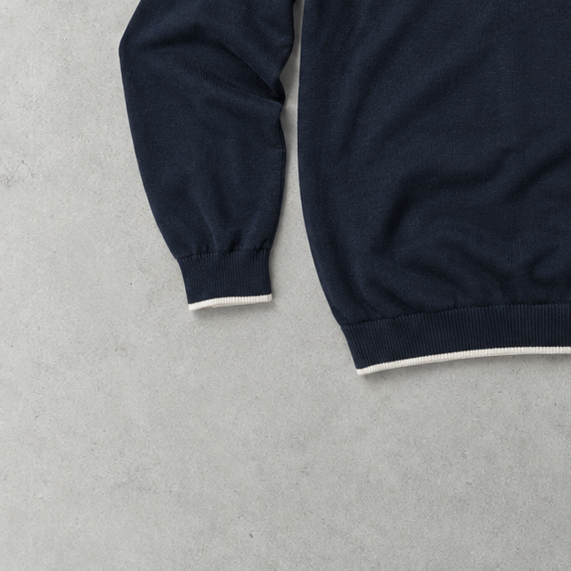 Y2K Polo Ralph Lauren Half-Zip Sweater Marineblau Rare (XL) Stitched Logo