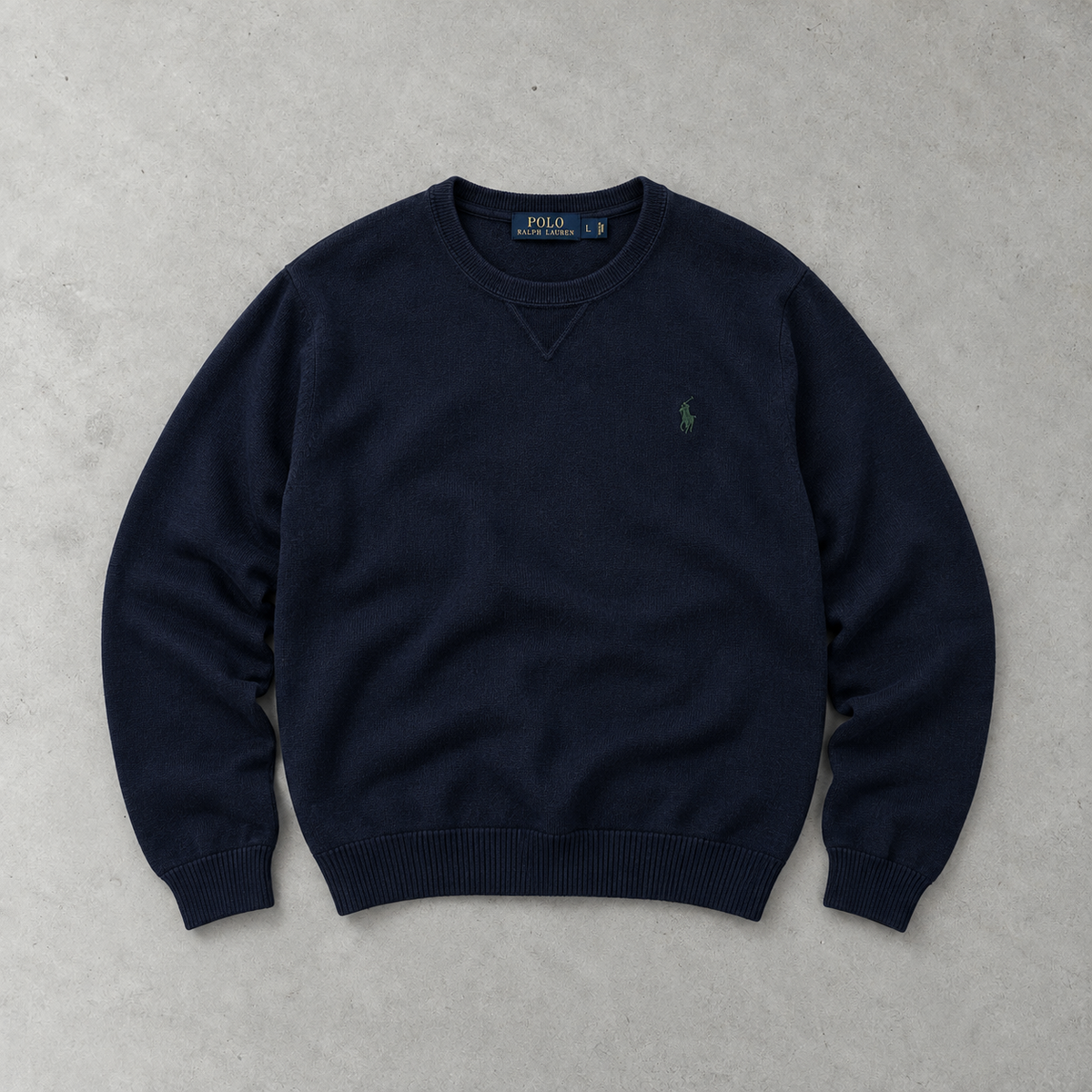 Ralph Lauren Sweater Marineblau Rare (L) Stitched Logo
