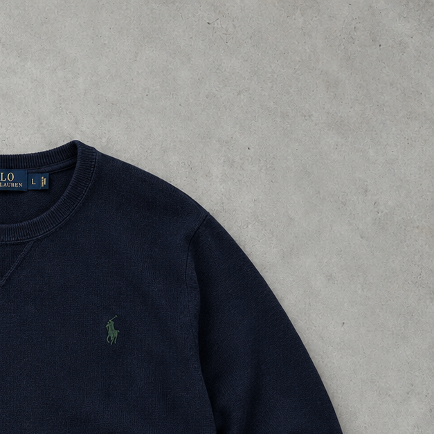 Ralph Lauren Sweater Marineblau Rare (L) Stitched Logo