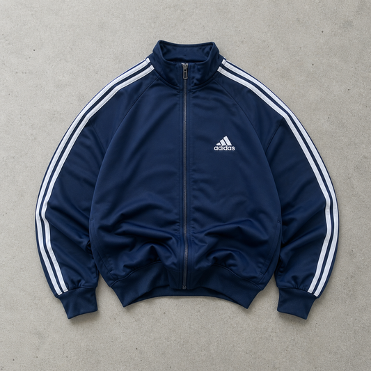 90s Adidas Vest Marineblau, Weiß Limited (S) Stitched Logo
