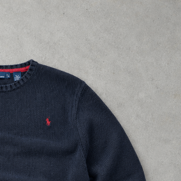 Ralph Lauren Sweater Marineblau Stitched Logo Limited (L)