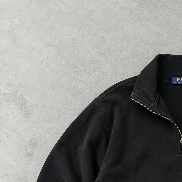 Ralph Lauren Sweatshirt Schwarz Stitched Logo Rare (L)