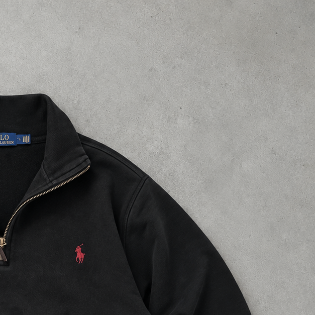 Ralph Lauren Sweatshirt Schwarz Stitched Logo Rare (L)