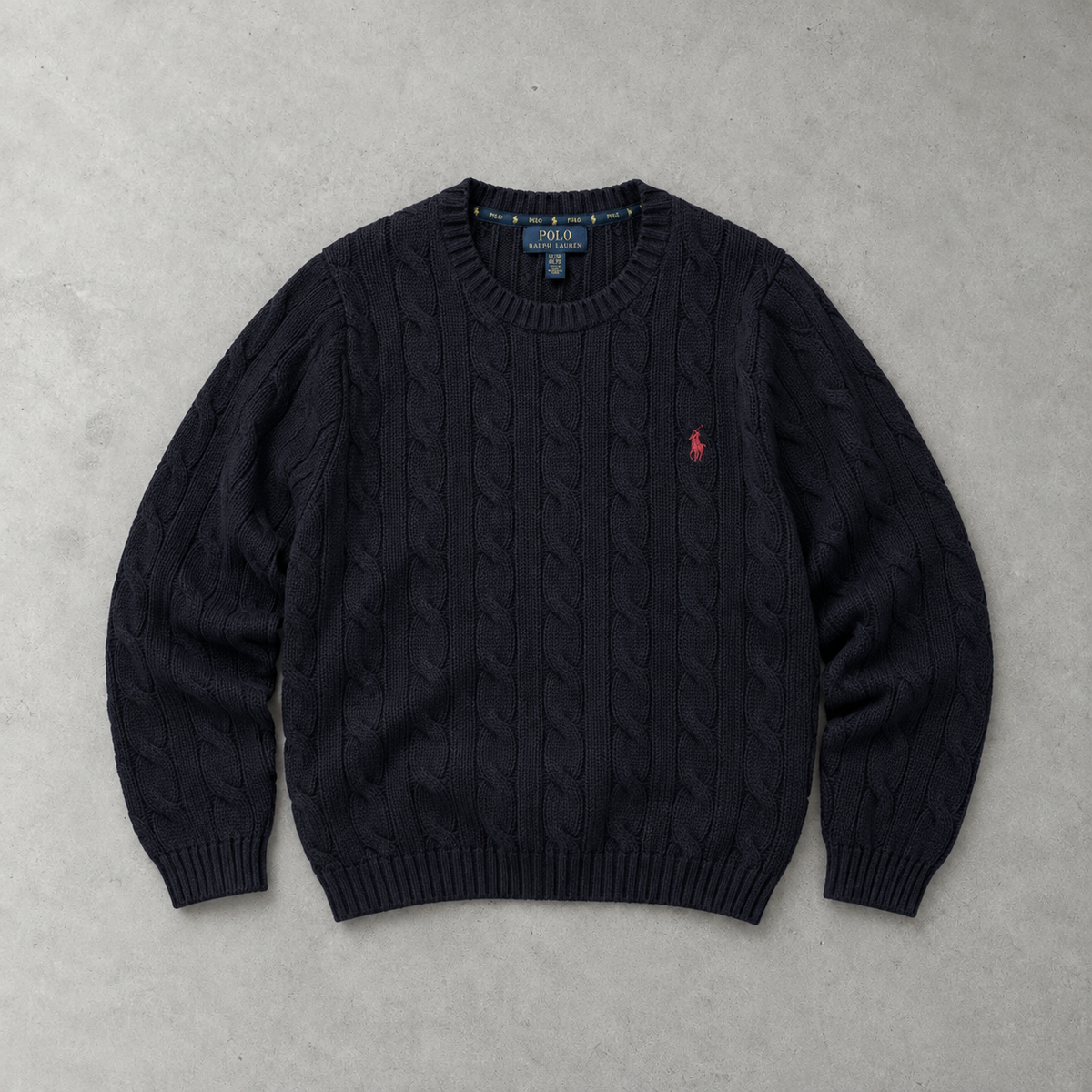 Y2K Ralph Lauren Crewneck Sweater Blau, Marineblau Rare (XL) Stitched Logo