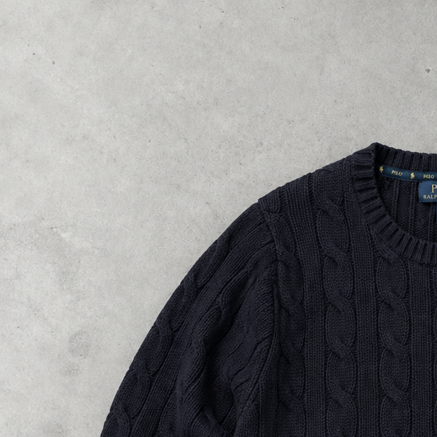Y2K Ralph Lauren Crewneck Sweater Blau, Marineblau Rare (XL) Stitched Logo