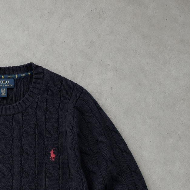 Y2K Ralph Lauren Crewneck Sweater Blau, Marineblau Rare (XL) Stitched Logo