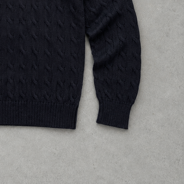 Y2K Ralph Lauren Crewneck Sweater Blau, Marineblau Rare (XL) Stitched Logo