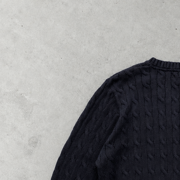 Y2K Ralph Lauren Crewneck Sweater Blau, Marineblau Rare (XL) Stitched Logo
