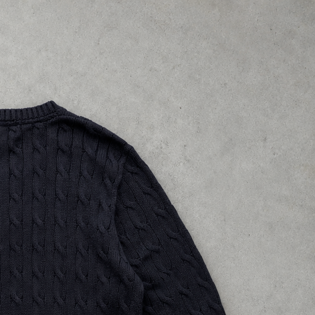 Y2K Ralph Lauren Crewneck Sweater Blau, Marineblau Rare (XL) Stitched Logo
