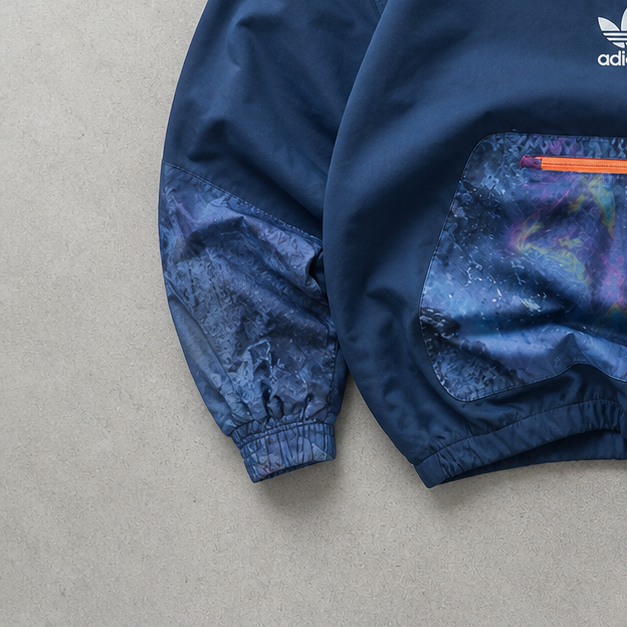 Adidas Windbreaker Marineblau, Lila Rare (S) Stitched Logo