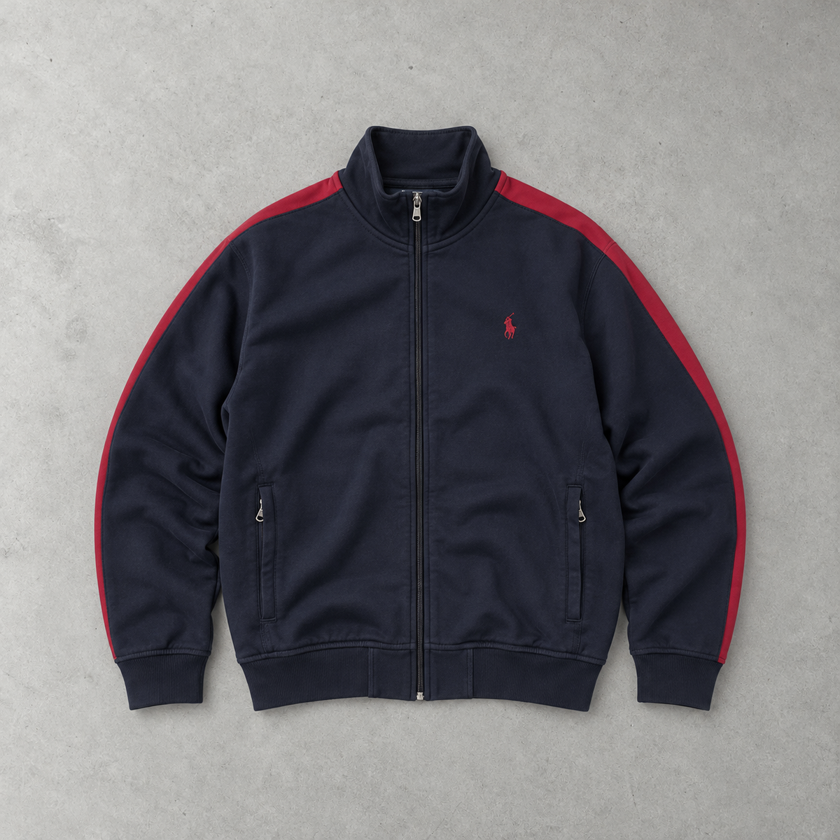 Polo Ralph Lauren Stitched Logo Jacket Marineblau, Rot Rare (XL)