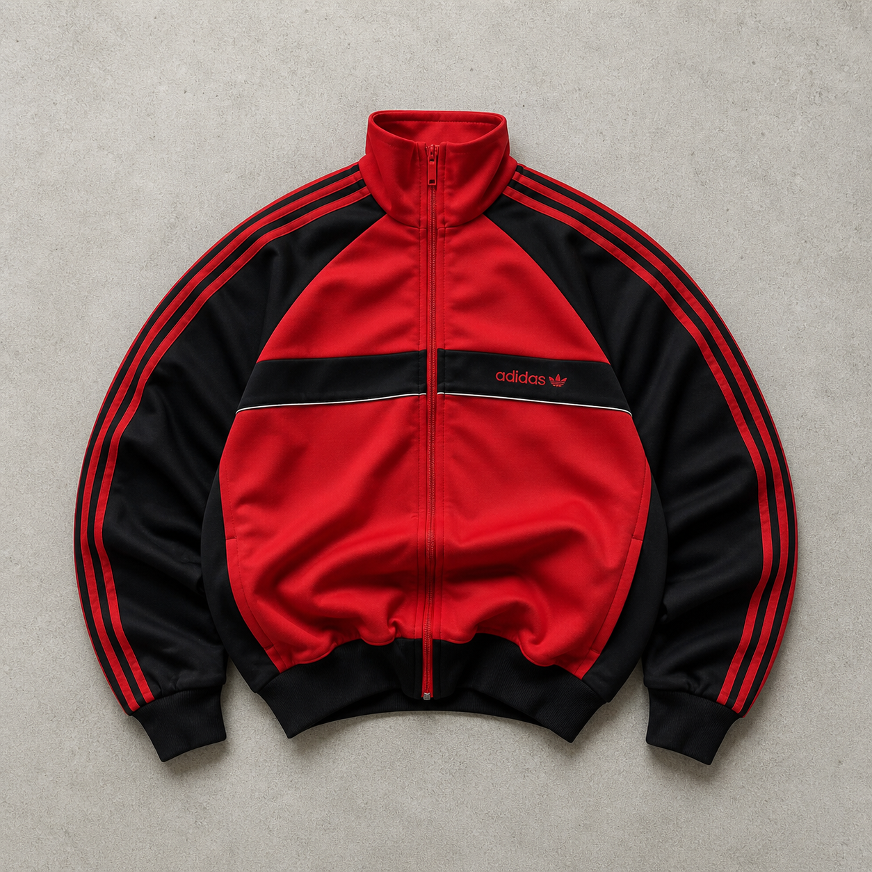 Y2K Adidas Vest Rot, Schwarz Limited (S) Stitched Logo