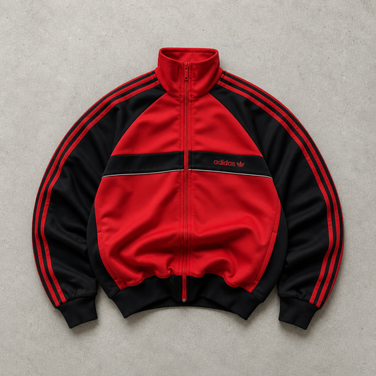 Y2K Adidas Vest Rot, Schwarz Limited (S) Stitched Logo