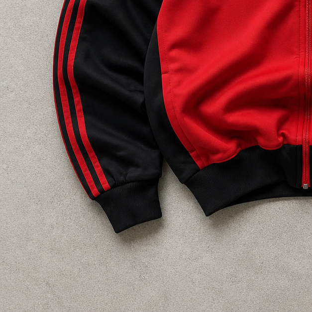 Y2K Adidas Vest Rot, Schwarz Limited (S) Stitched Logo