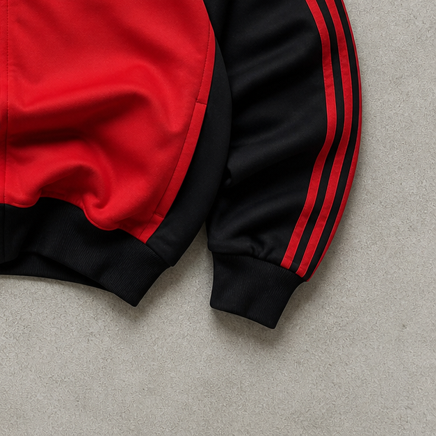 Y2K Adidas Vest Rot, Schwarz Limited (S) Stitched Logo