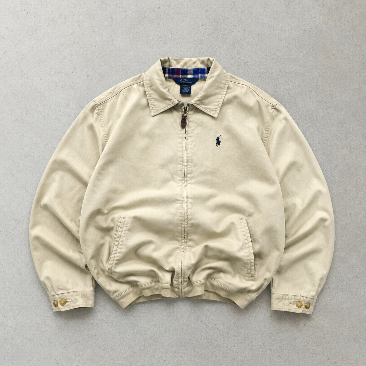 Ralph Lauren Harrington Jacket Beige Rare Stitched Logo (XS)