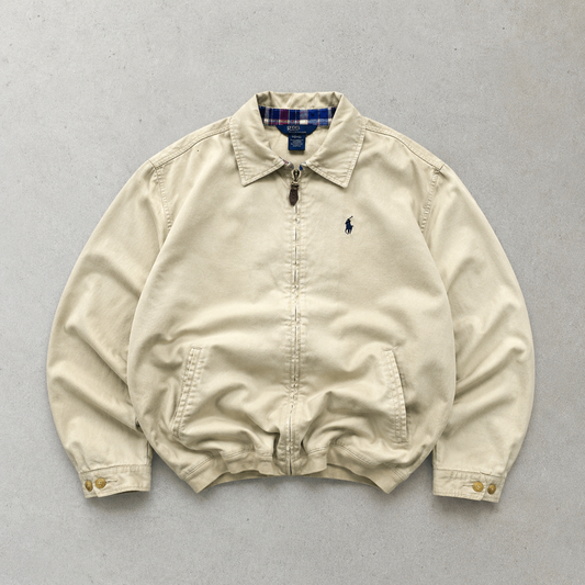 Ralph Lauren Harrington Jacket Beige Rare Stitched Logo (XS)