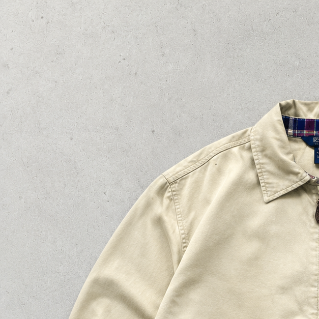 Ralph Lauren Harrington Jacket Beige Rare Stitched Logo (XS)