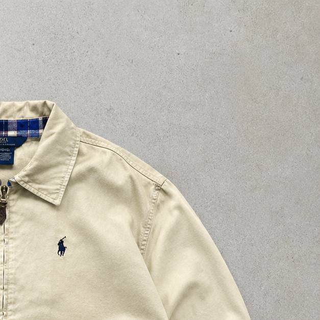 Ralph Lauren Harrington Jacket Beige Rare Stitched Logo (XS)