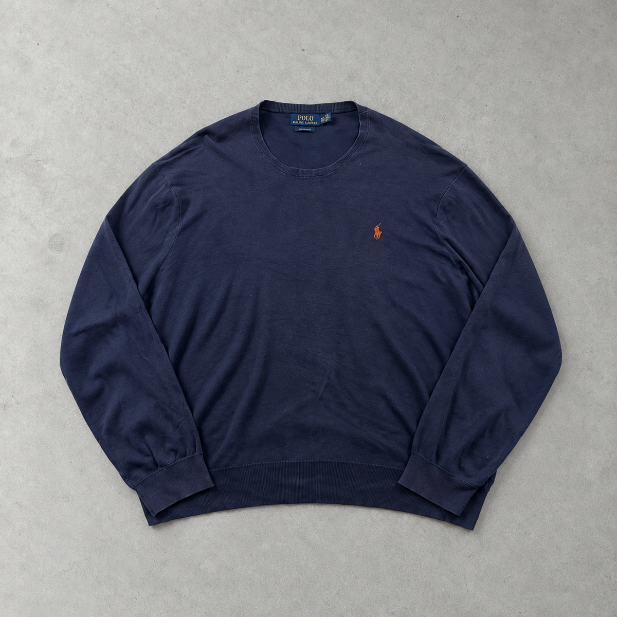Ralph Lauren Sweater Marineblau Rare (XXL) Stitched Logo