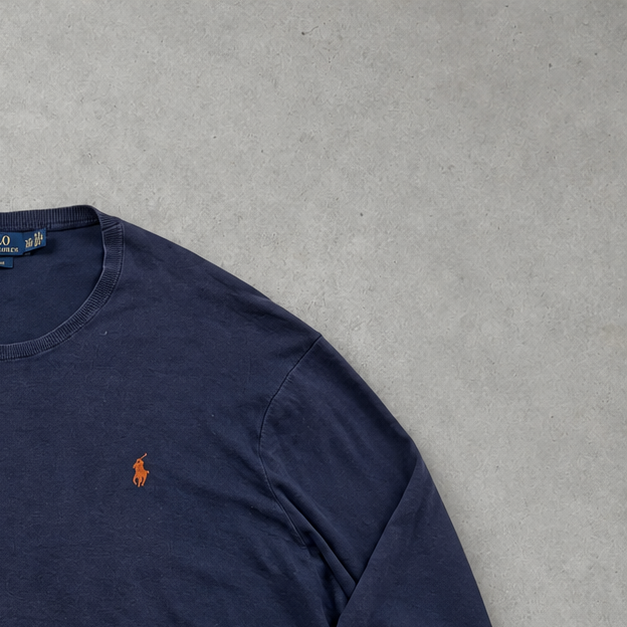 Ralph Lauren Sweater Marineblau Rare (XXL) Stitched Logo