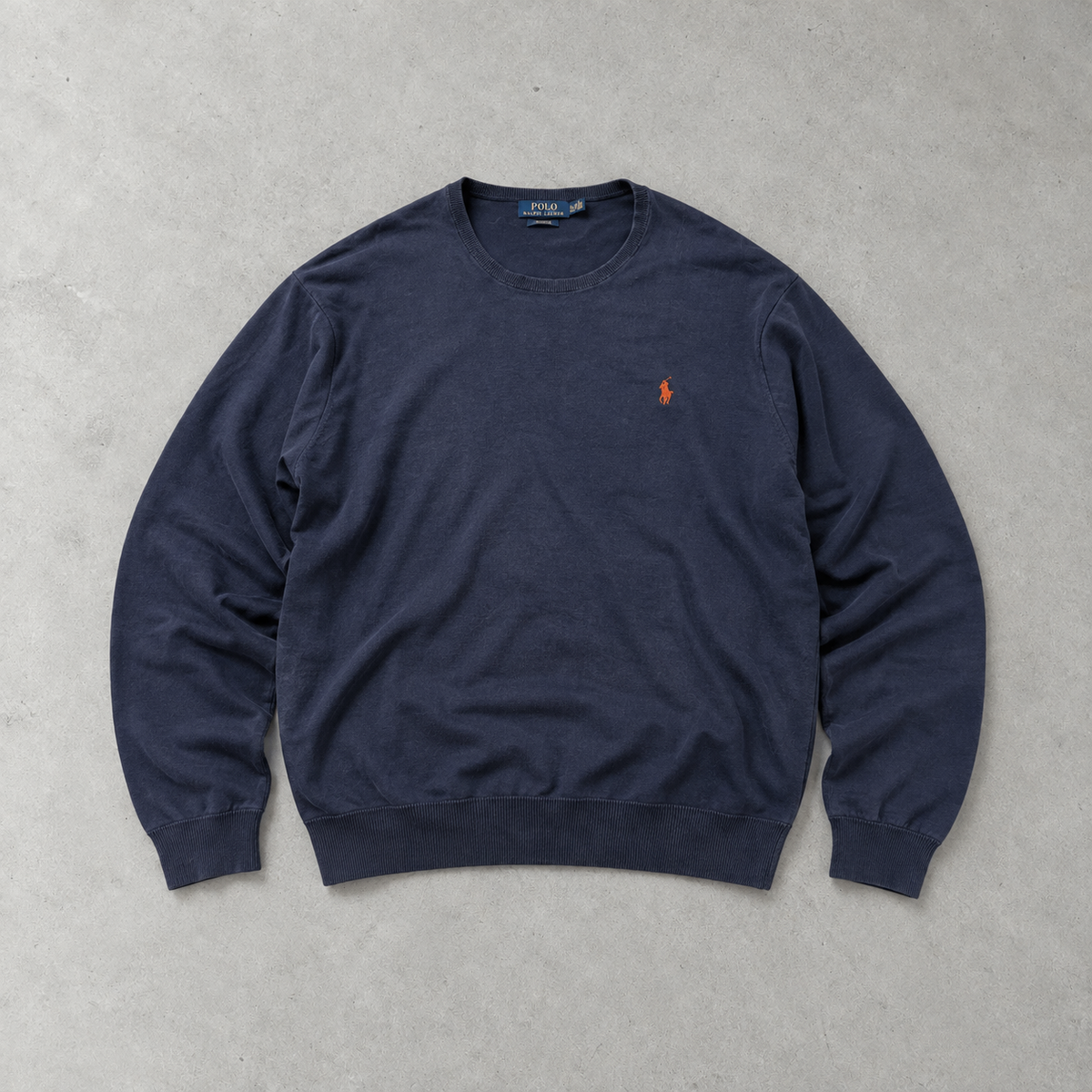 Ralph Lauren Sweater Marineblau Rare (XXL) Stitched Logo