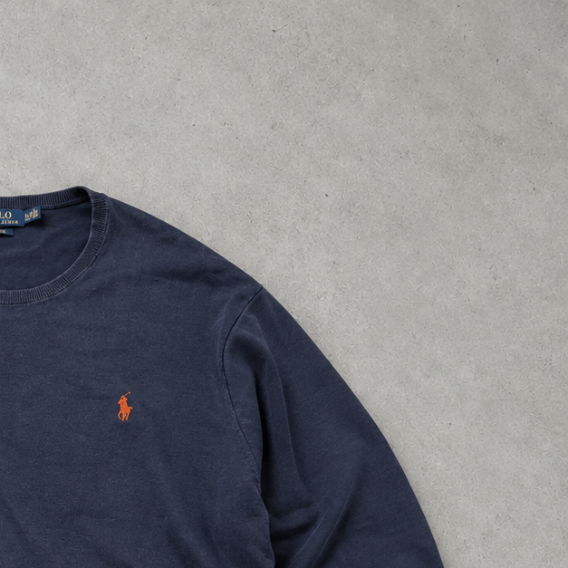 Ralph Lauren Sweater Marineblau Rare (XXL) Stitched Logo