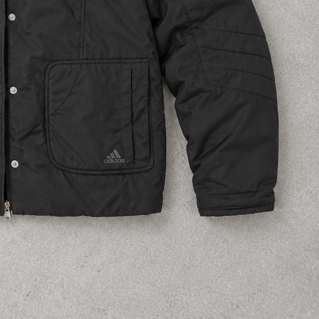 adidas Puffer Jacket Schwarz Rare Stitched Logo (L)