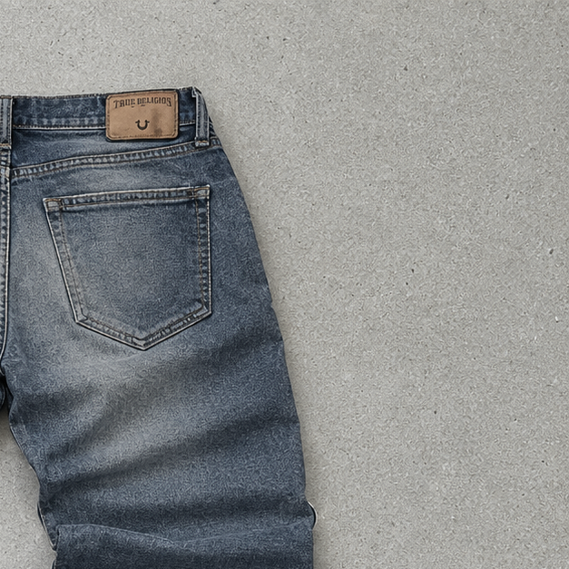 Y2K Vintage True Religion Straight Fit Jeans Blau, Marineblau Limited (W30 | DE 46) Stitched Logo