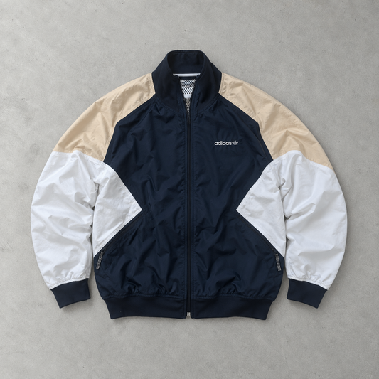 90er Adidas Windbreaker Weiß / Marineblau Selten (S)