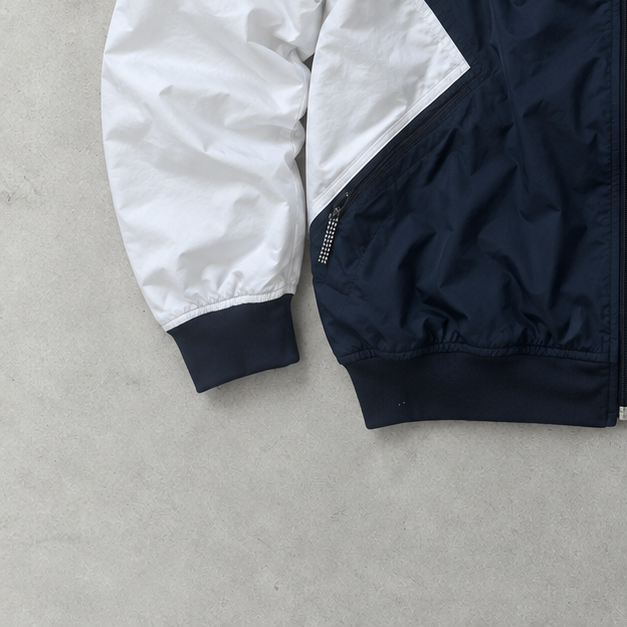 Coupe-vent Adidas années 90 blanc / bleu marine rare (S)