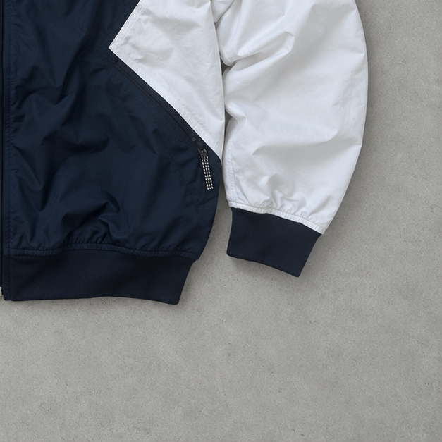 Coupe-vent Adidas années 90 blanc / bleu marine rare (S)