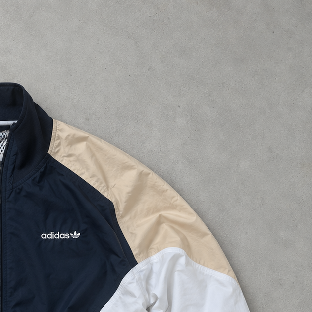 Coupe-vent Adidas années 90 blanc / bleu marine rare (S)