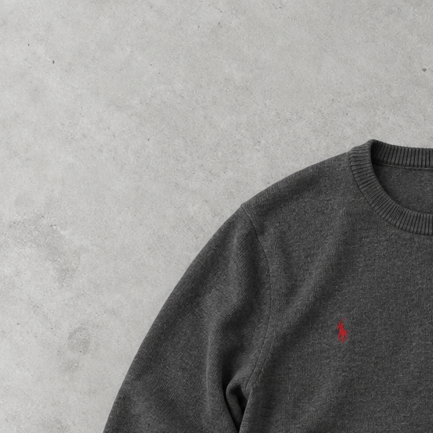 Ralph Lauren Sweater Grau Rare (XXL) Stitched Logo
