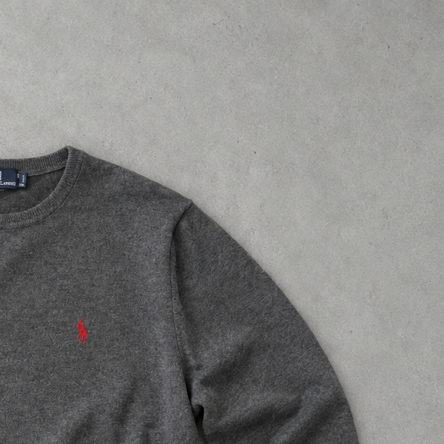 Ralph Lauren Sweater Grau Rare (XXL) Stitched Logo